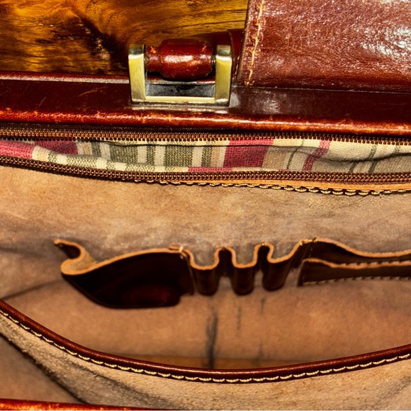 Floto vintage brown leather briefcase; handmade in Italy - Picture 8 of 10